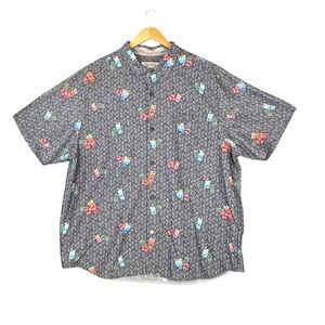 Tommy Bahama Shirt Mens 2XL Gray Coconut Point Island Zone Hawaiian Tiki Camp
